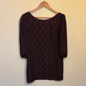 Elegant Red, Black & Blue Patterned Dress